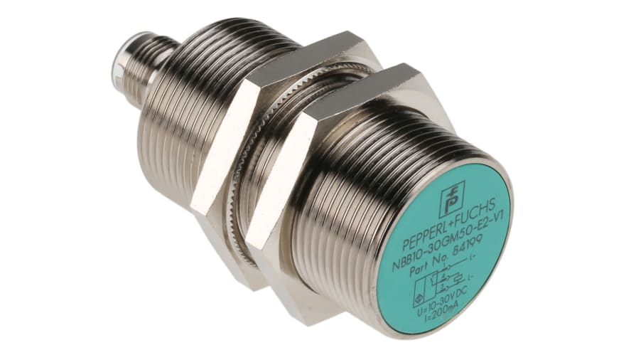 NBB10-30GM50-E2-V1, Pepperl + Fuchs Inductive Barrel-Style Proximity Sensor, M30 x 1.5, 10 mm Detection, PNP Output, 5 → 36 V dc, – Model: N