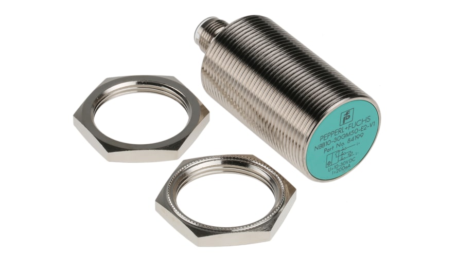 NBB10-30GM50-E2-V1, Pepperl + Fuchs Inductive Barrel-Style Proximity Sensor, M30 x 1.5, 10 mm Detection, PNP Output, 5 → 36 V dc, – Model: N