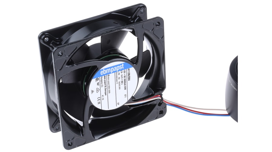 ebm-papst 4100 NH4 - S-Force Series Axial Fan, 12 V dc, DC Operation, 355m³/h, 32W, 2.66A Max, 119 x 119 x 38mm – Model: 4112N/2H4
