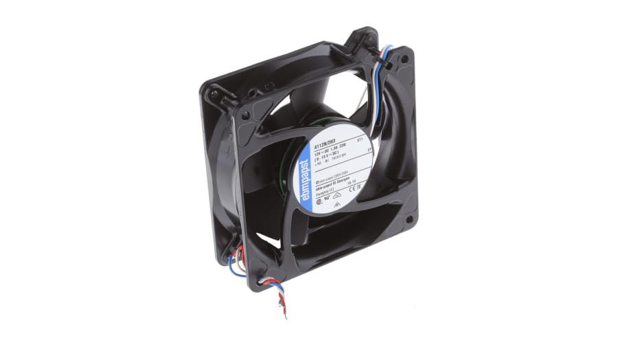 ebm-papst 4100 NH3 - S-Force Series Axial Fan, 12 V dc, DC Operation, 310m³/h, 21.6W, 1.8A Max, 119 x 119 x 38mm – Model: 4112N/2H3