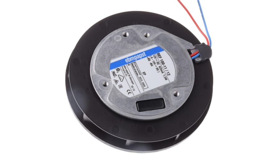 ebm-papst REF 100 Series Centrifugal Fan, 12 V dc, 86m³/h, DC Operation – Model: REF100-11/12