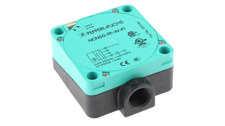 NCN50-FP-W-P1, Pepperl + Fuchs Inductive Block-Style Proximity Sensor, 50 mm Detection, 20 → 253 V ac, IP68 – Model: NCN50-FP-W-P1