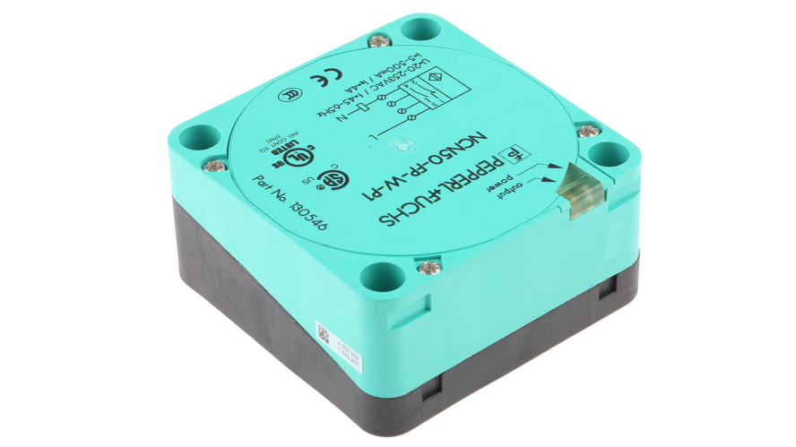 NCN50-FP-W-P1, Pepperl + Fuchs Inductive Block-Style Proximity Sensor, 50 mm Detection, 20 → 253 V ac, IP68 – Model: NCN50-FP-W-P1