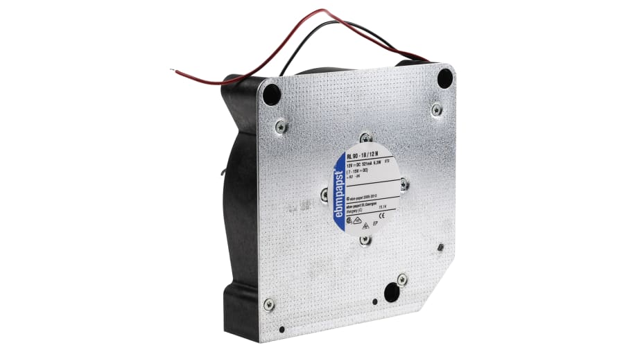 ebm-papst RL 90 N Series Centrifugal Fan, 12 V dc, 40m³/h, DC Operation, 120.6 x 120.6 x 37.3mm – Model: RL90-18/12N