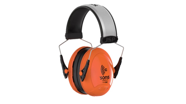 JSP Sonis Ear Defender with Headband, 32dB, Black, Orange – Model: AEB030-0B1-D00