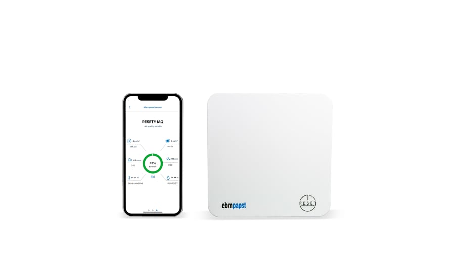 ebm-papst 8350000147 Data Logging Air Quality Monitor for CO2, Humidity, PM 2.5, Temperature, TVOC, RESET Viral Index, – Model: 8350000147