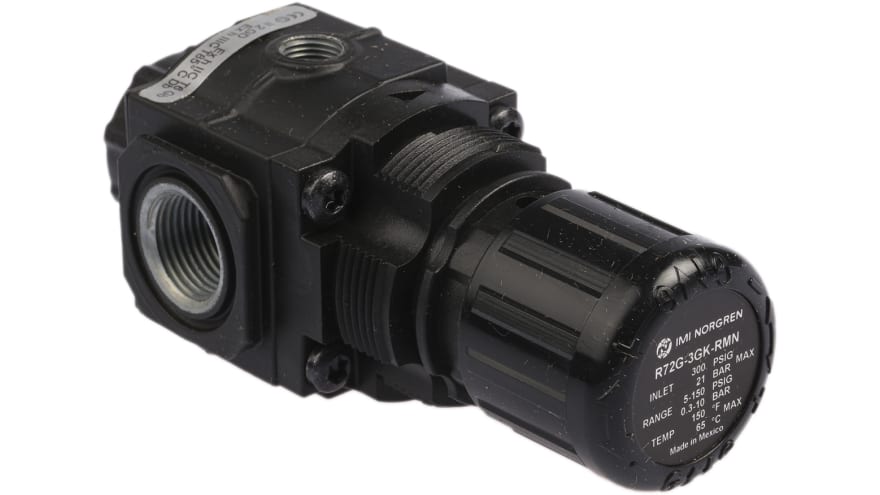 Norgren G 3/8 Pneumatic Regulator - 0.3bar to 10bar, 3/8in, 20bar max. input – Model: R72G-3GK-RMN