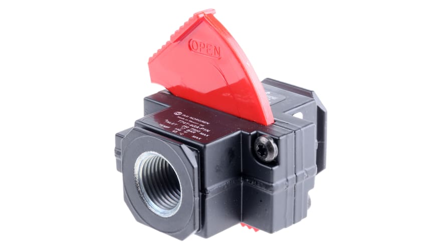 Norgren R74G Series, Pneumatic Shuttle Valve OR Logic Function Threaded Connection, G 1/2 Female Thread, 17 bar Max – Model: T74T-4GA-P1N
