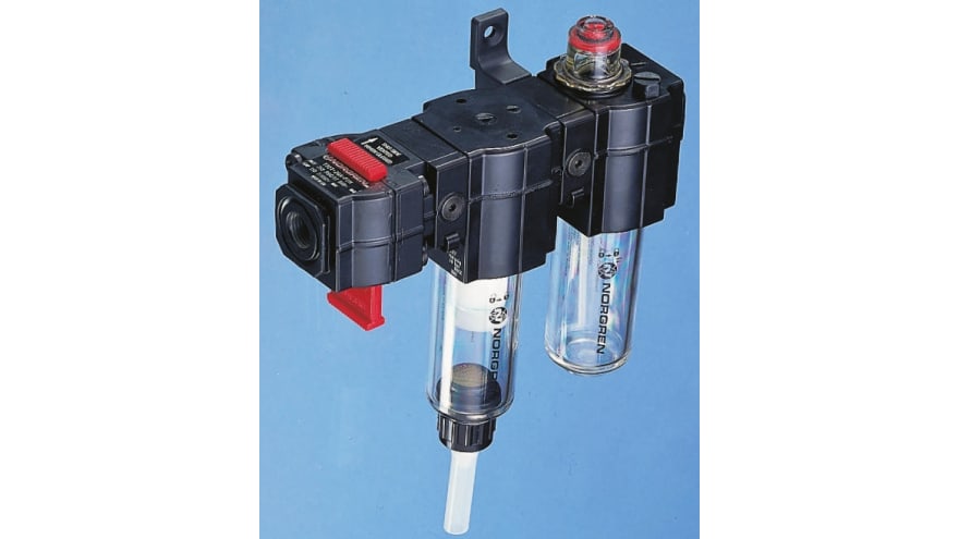 Norgren G 3/8 FRL, Semi Automatic Drain, 40μm Filtration Size - Without Pressure Gauge – Model: FL72-308G
