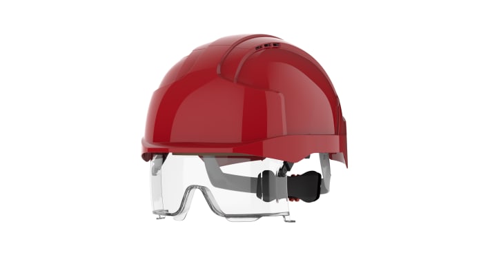 JSP EVOVISTAlens Red Safety Helmet , Adjustable, Ventilated – Model: AMB170-007-H00