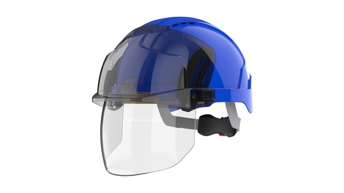 JSP EVOVISTAshield Blue Safety Helmet , Adjustable, Ventilated – Model: AMD170-007-F00