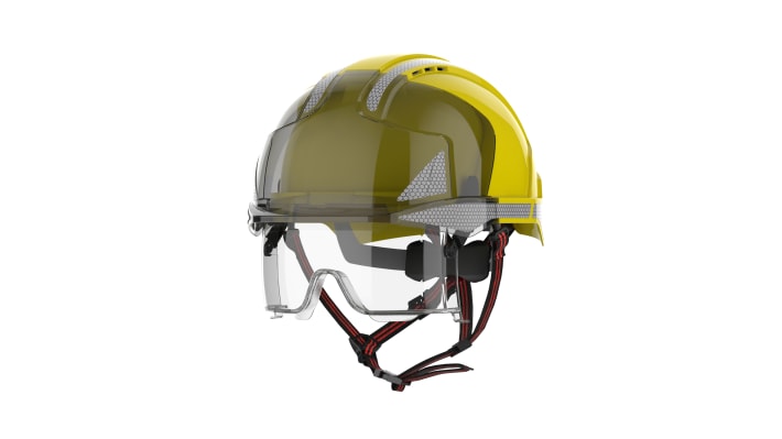 JSP EVO Yellow Safety Helmet with Chin Strap, Adjustable, Ventilated – Model: AMF270-409-H00