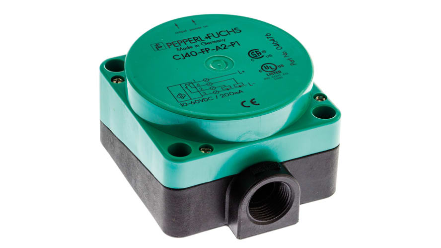 CJ40-FP-A2-P1, Pepperl + Fuchs Capacitive Block-Style Proximity Sensor, 40 mm Detection, PNP Output, 10 → 60 V dc, IP65 – Model: CJ40-FP-A2-