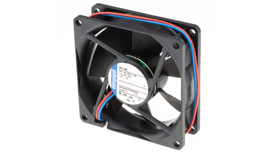 ebm-papst 8400 N Series Axial Fan, 24 V dc, DC Operation, 69m³/h, 2W, 83mA Max, 80 x 80 x 25mm – Model: 8414NG