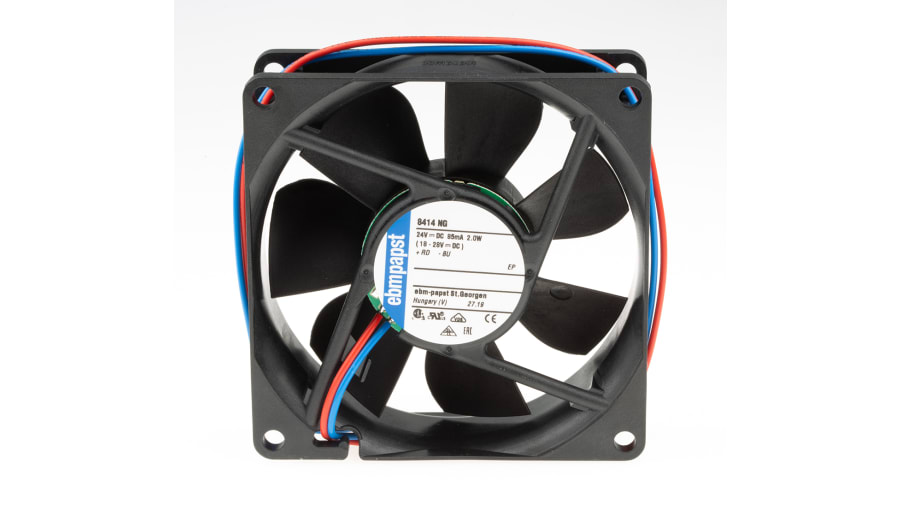 ebm-papst 8400 N Series Axial Fan, 24 V dc, DC Operation, 69m³/h, 2W, 83mA Max, 80 x 80 x 25mm – Model: 8414NG