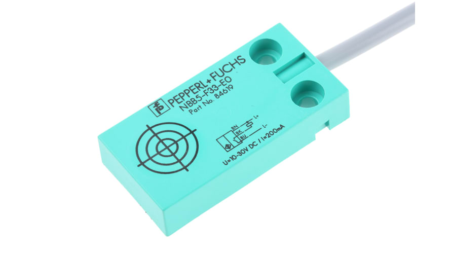 NBB5-F33-E0, Pepperl + Fuchs Inductive Block-Style Proximity Sensor, 5 mm Detection, NPN Output, 10 → 30 V dc, IP67 – Model: NBB5-F33-E0