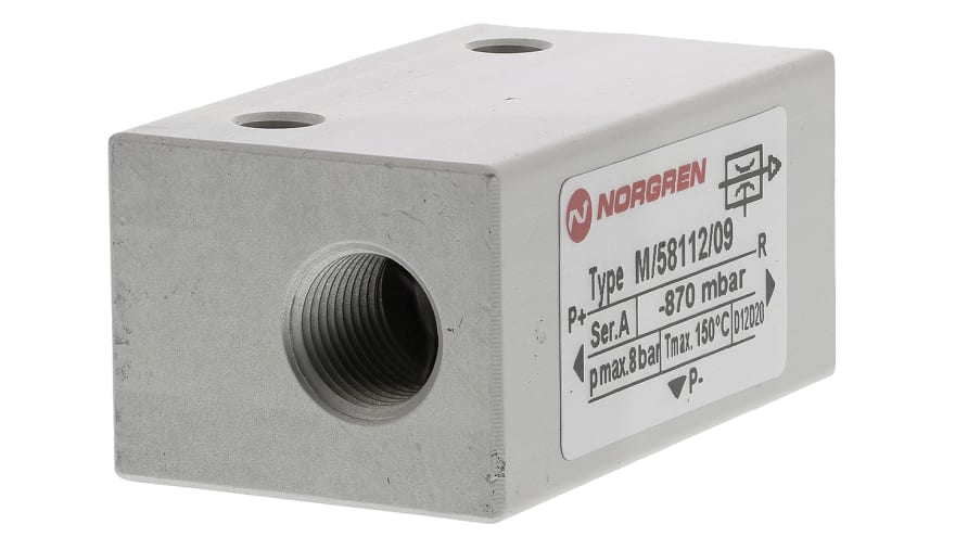 Norgren Vacuum Pump, 6mm nozzle , -0.85bar 28L/min, M/58112 series – Model: M/58112/09