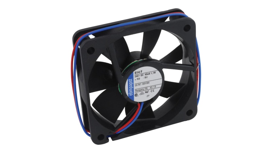 ebm-papst 600 F Series Axial Fan, 24 V dc, DC Operation, 29m³/h, 1.1W, 46mA Max, IP20, 60 x 60 x 15mm – Model: 614F