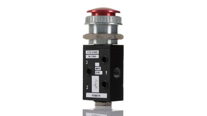 IMI Norgren Push Button 3/2 Pneumatic Manual Control Valve S/666 Series, G 1/8, 1/8in, PS/666/1/R – Model: PS/666/1/R