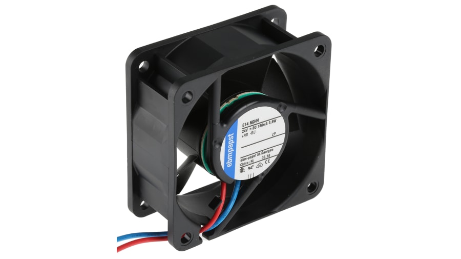 ebm-papst 600 N Series Axial Fan, 24 V dc, DC Operation, 54m³/h, 3.6W, 150mA Max, 60 x 60 x 25mm – Model: 614NGHH
