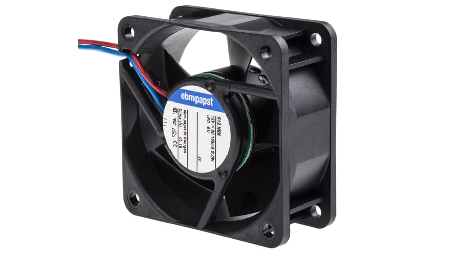 ebm-papst 600 N Series Axial Fan, 12 V dc, DC Operation, 40m³/h, 2W, 165mA Max, 60 x 60 x 25mm – Model: 612NGN