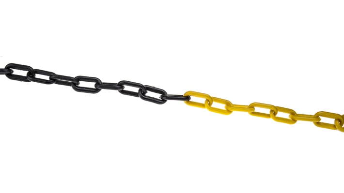 JSP Black &amp; Yellow Polyethylene Chain Barrier, 25m – Model: HDC000-265-300