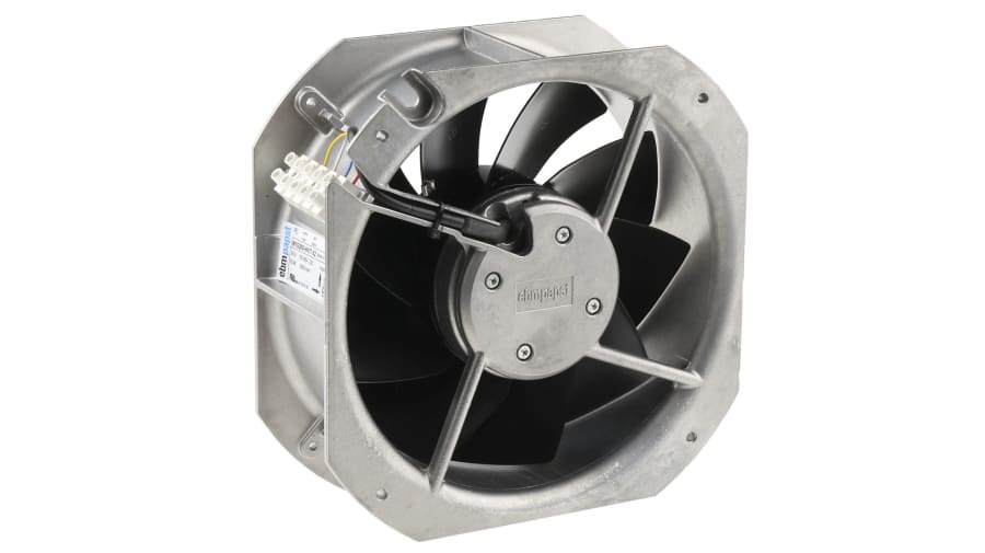ebm-papst W1G200 Series Axial Fan, 24 V dc, DC Operation, 1095m³/h, 55W, 2.29A Max, 225 x 225 x 80mm – Model: W1G200-HH77-52