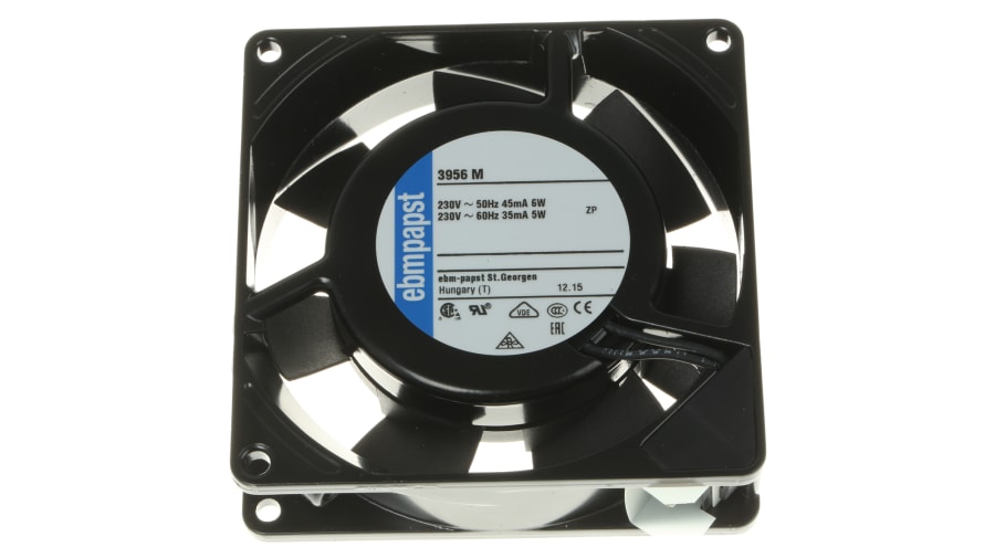 ebm-papst 3900 Series Axial Fan, 230 V ac, AC Operation, 45m³/h, 6W, 26mA Max, 92 x 92 x 25mm