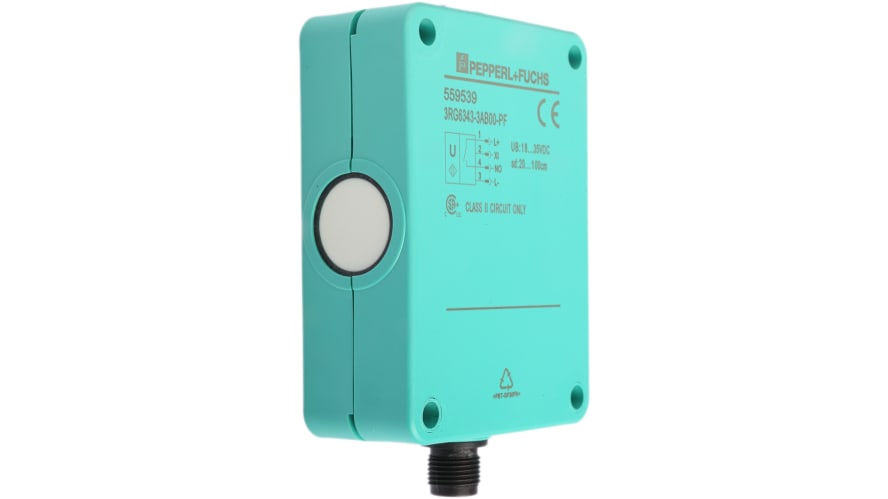 3RG6343-3AB00-PF, Pepperl + Fuchs Ultrasonic Block-Style Proximity Sensor, 200 → 1000 mm Detection, PNP Output, 10 → 35 V