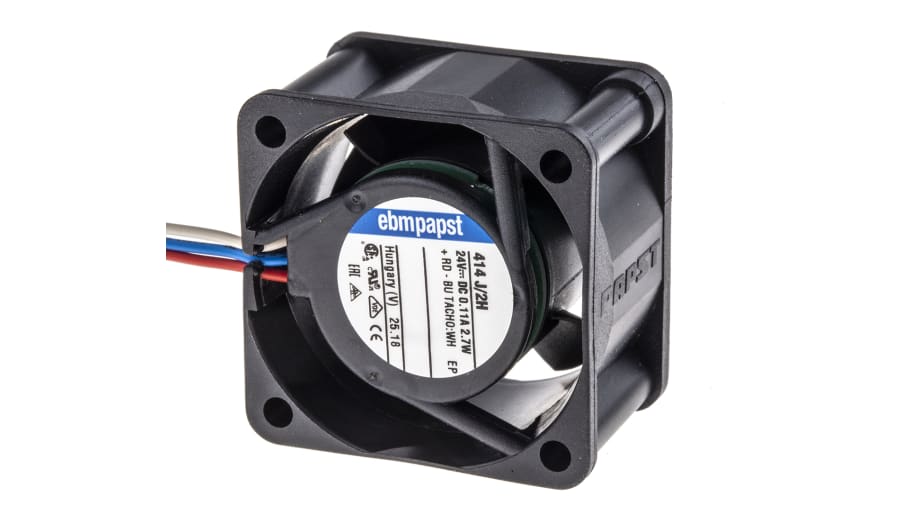 ebm-papst 400 Series Axial Fan, 24 V dc, DC Operation, 22m³/h, 3W, 40 x 40 x 25mm