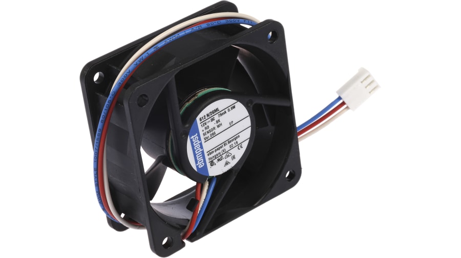 ebm-papst 600 N Series Axial Fan, 12 V dc, DC Operation, 23m³/h, 900mW, IP20, 60 x 60 x 25mm – Model: 612N/2GML-096