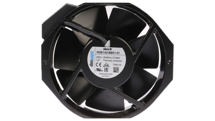 ebm-papst W2E142 Series Axial Fan, 230 V ac, AC Operation, 330m³/h, 25W, 120mA Max, 172 x 150 x 38mm – Model: W2E142-BB01-01