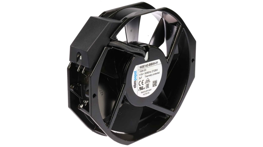 ebm-papst W2E142 Series Axial Fan, 115 V ac, AC Operation, 330m³/h, 27 → 28W, 235mA Max, 172 x 150 x 38mm – Model: W2E142-BB05-01