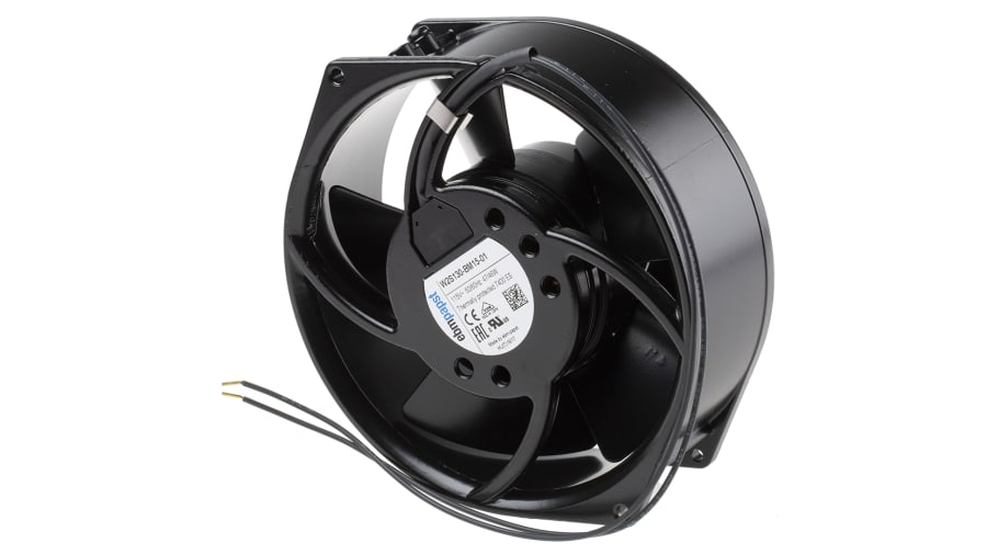 ebm-papst W2S130 Series Axial Fan, 115 V ac, AC Operation, 385m³/h, 47W, 980mA Max, 150 x 55mm – Model: W2S130-BM15-01