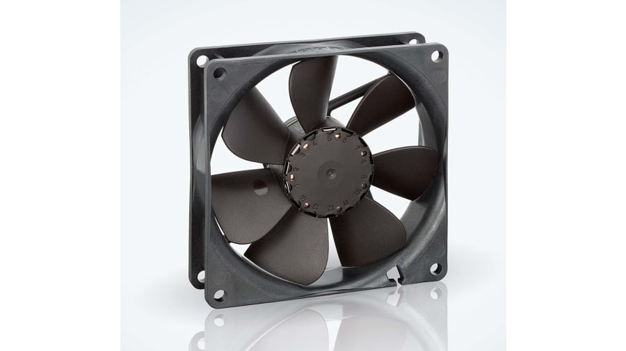 ebm-papst 3400 N Series Axial Fan, 12 V dc, DC Operation, 102m³/h, 2.9W, 242mA Max, IP20, 92 x 92 x 25mm – Model: 3412NHH