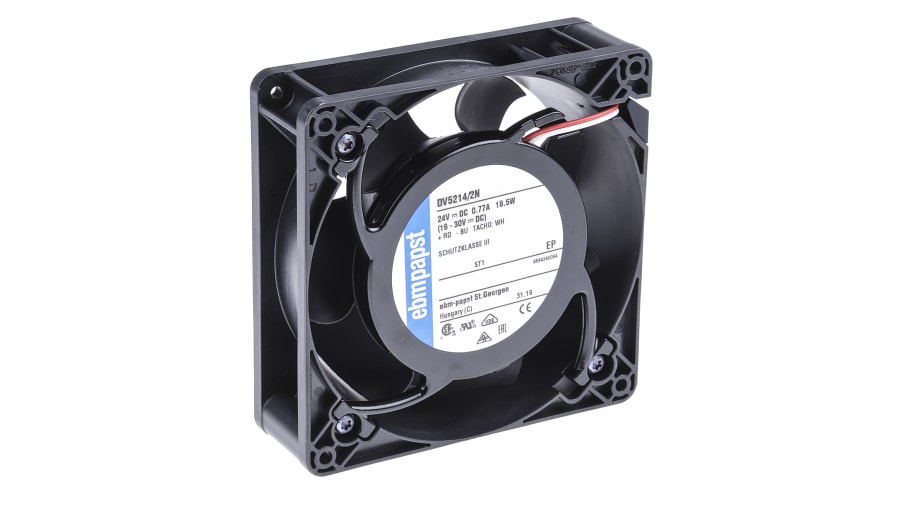 ebm-papst DV 5200 Series Axial Fan, 24 V dc, DC Operation, 270m³/h, 20W, 850mA Max, 127 x 127 x 38mm – Model: DV5214/2N