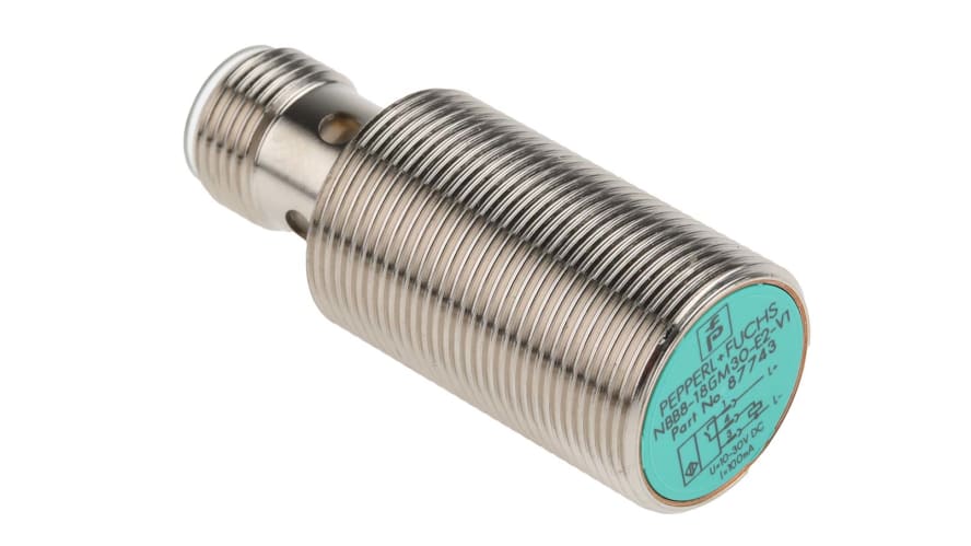 NBB8-18GM30-E2-V1, Pepperl + Fuchs Inductive Barrel-Style Proximity Sensor, M18 x 1, 8 mm Detection, PNP Output, 5 → 36 V dc, IP68 – Model: 