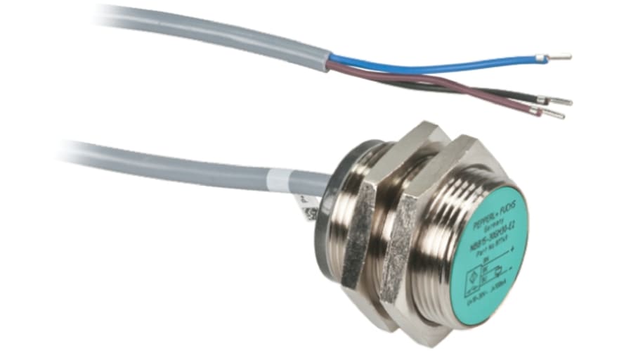 NBB15-30GM30-E2, Pepperl + Fuchs Inductive Barrel-Style Proximity Sensor, M30 x 1.5, 15 mm Detection, PNP Output, 5 → 36 V dc, – Model: NBB1