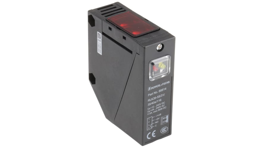 RLK39-55/31/35/40A/116, Pepperl + Fuchs Retroreflective Photoelectric Sensor, Block Sensor, 20 m Detection Range – Model: RLK39-55/31/35/40A