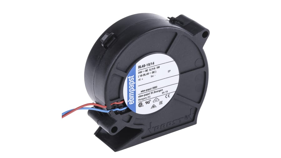ebm-papst RL 48 Series Centrifugal Fan, 24 V dc, 28m³/h, DC Operation, 75.5 x 75.2 x 27mm – Model: RL48-19/14