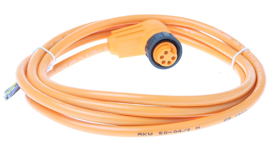 V95-W-2M-PVC, Pepperl + Fuchs Right Angle Female 5 way 7/8 in Circular to Unterminated Sensor Actuator Cable, 2m – Model: V95-W-2M-PVC