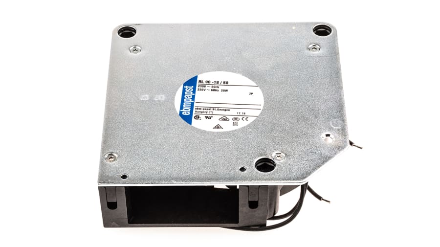 ebm-papst RL 90 N Series Centrifugal Fan, 230 V ac, 40m³/h, AC Operation, 120.6 x 120.6 x 37mm – Model: RL90-18/50