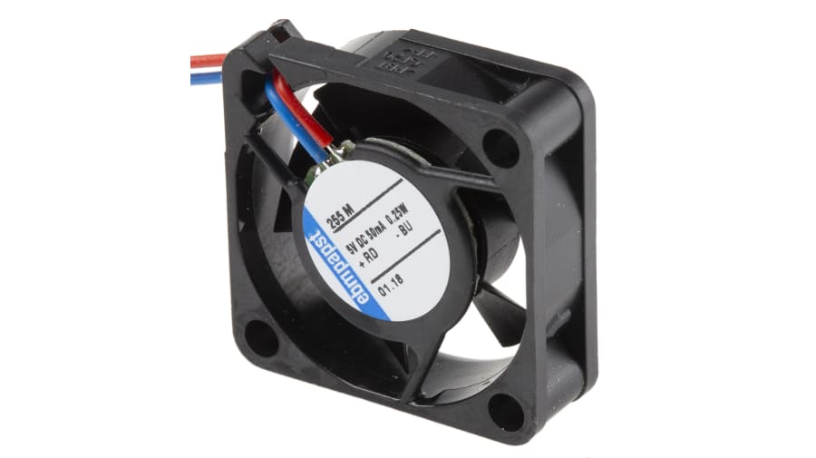 ebm-papst 250 Series Axial Fan, 5 V dc, DC Operation, 2.3m³/h, 200mW, 25 x 25 x 8mm – Model: 255M