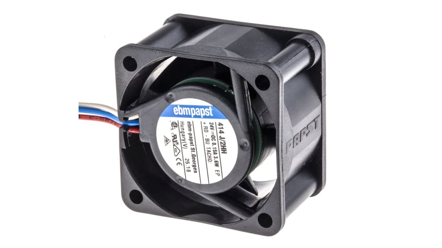 ebm-papst 400 Series Axial Fan, 24 V dc, DC Operation, 24m³/h, 3.6W, 40 x 40 x 25mm – Model: 414J/2HH
