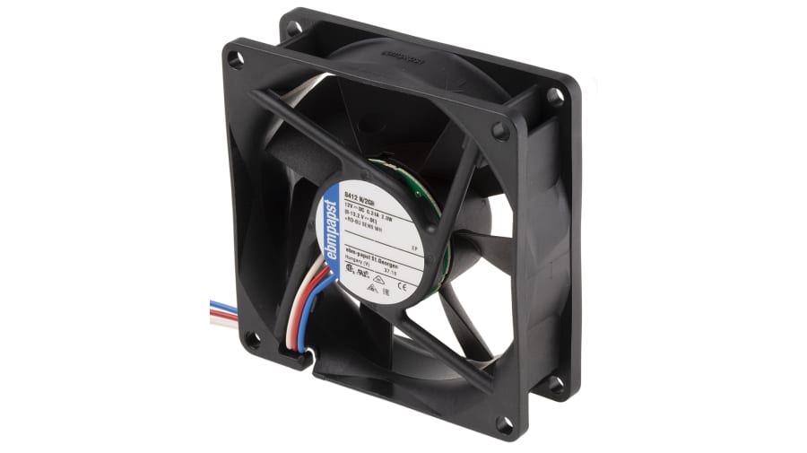 ebm-papst 8400 N Series Axial Fan, 12 V dc, DC Operation, 79m³/h, 2.8W, 80 x 80 x 25mm – Model: 8412N/2GH