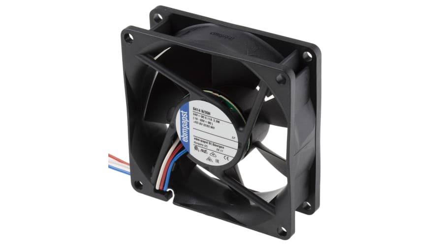 ebm-papst 8400 N Series Axial Fan, 24 V dc, DC Operation, 79m³/h, 2.8W, 80 x 80 x 25mm – Model: 8414N/2GH