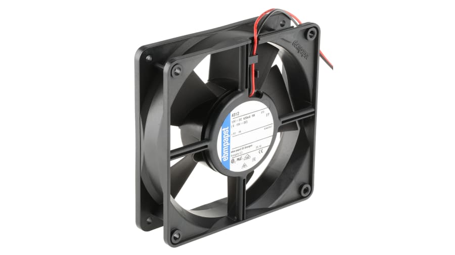 ebm-papst 4300 Series Axial Fan, 12 V dc, DC Operation, 170m³/h, 5W, 420mA Max, 119 x 119 x 32mm – Model: 4312