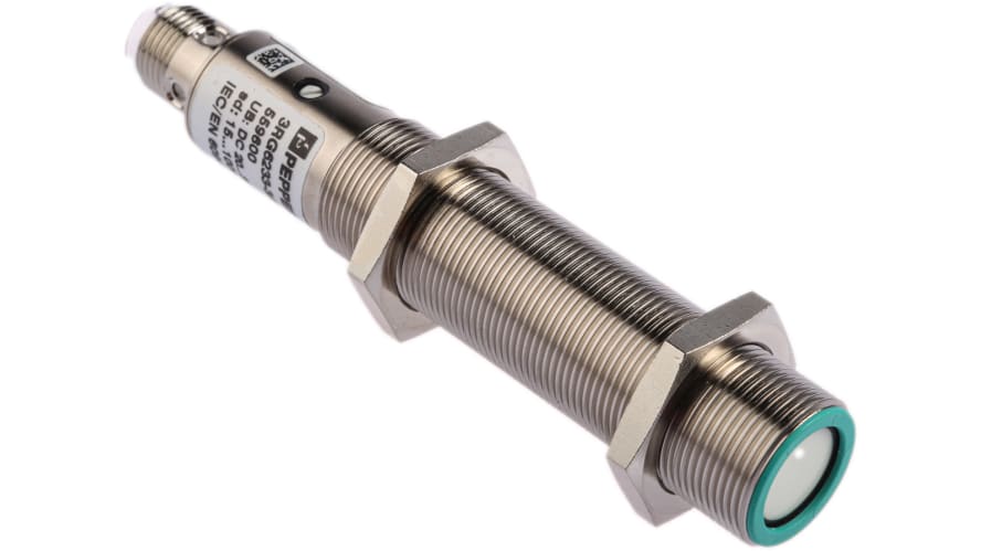 3RG6233-3AB00-PF, Pepperl + Fuchs Ultrasonic Barrel-Style Proximity Sensor, M18 x 1, 150 → 1000 mm Detection, PNP Output, 12 – Model: 3RG623