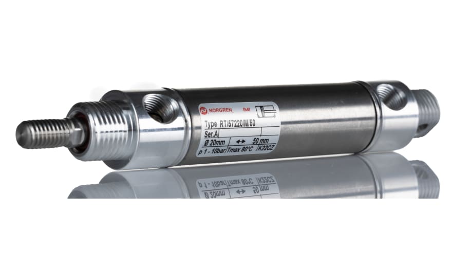 Norgren Pneumatic Piston Rod Cylinder - 20mm Bore, 50mm Stroke, RT/57210/M/25 Series, Double Acting – Model: RT/57220/M/50