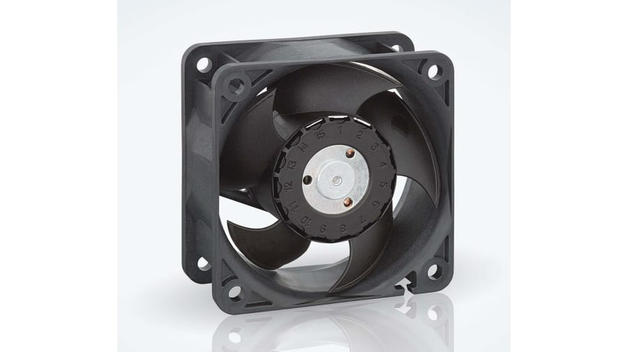 ebm-papst 620 Series Axial Fan, 24 V dc, DC Operation, 40m³/h, 2.2W, 92mA Max, IP20, 60 x 60 x 25mm – Model: 624N
